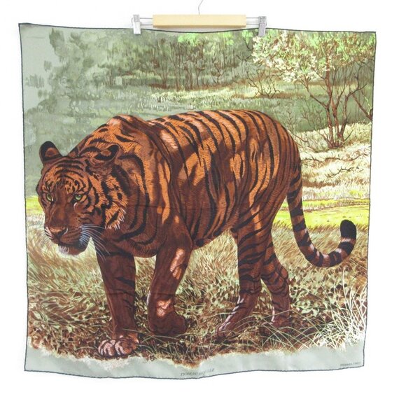 HERMES Bengal Tiger Scarf Muffler Multicolor Silk 88cm x 88cm - Picture 1 of 5